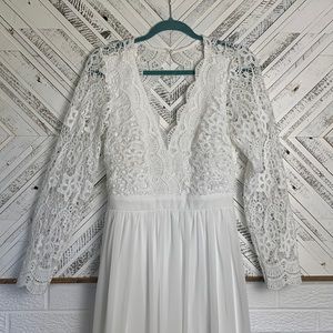 Awaken My Love White Long Sleeve Lace Maxi Dress medium